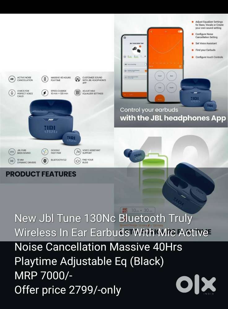 New Jbl Tune 130Nc Bluetooth Truly Wireless In Ear Earbuds With Mic Ac