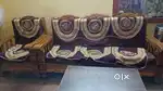 3 itmes .Wood Sofa set and a big mirror