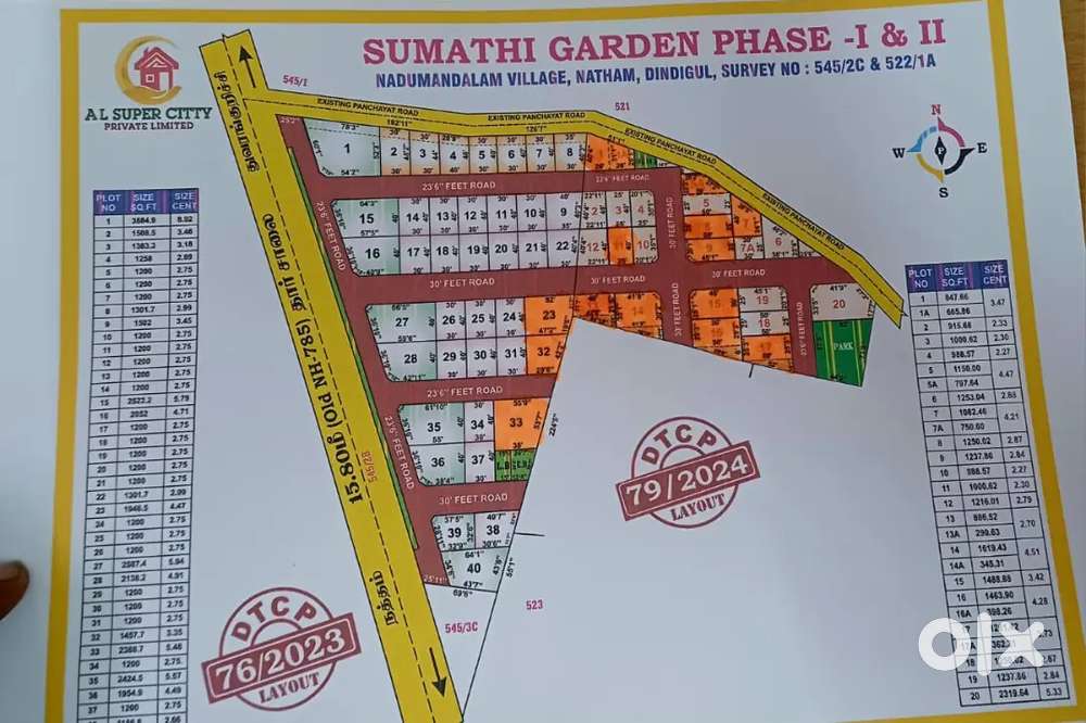 Dindigul natham plots available