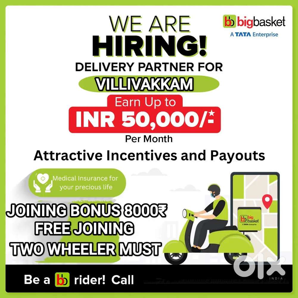 BIGBASKET VILLIVAKKAM DAILY 28 Orders 9000₹/Week 32 Orders 10350₹/Week