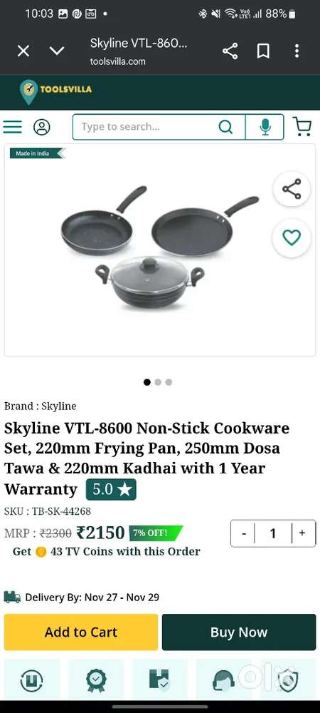 Skyline Non stick cooking set