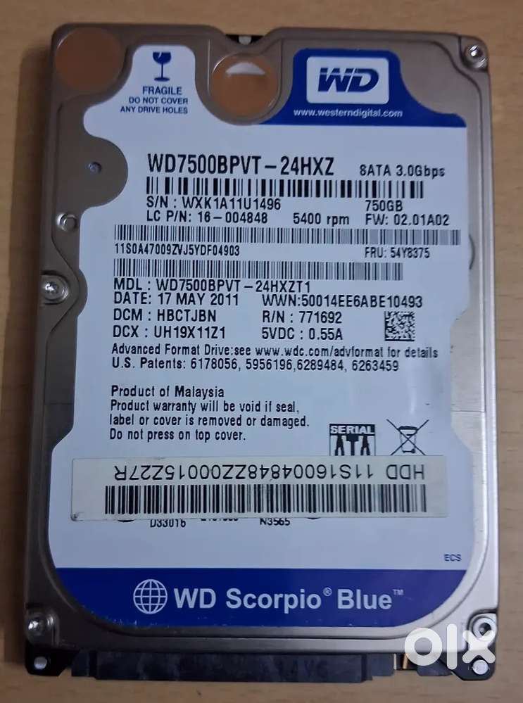 750 GB Laptop Hard disk with 100% Health and performance
