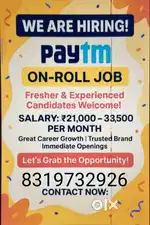 Paytm company hiring for good sales person
