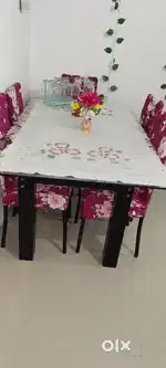 Large dining table with 6 chairs