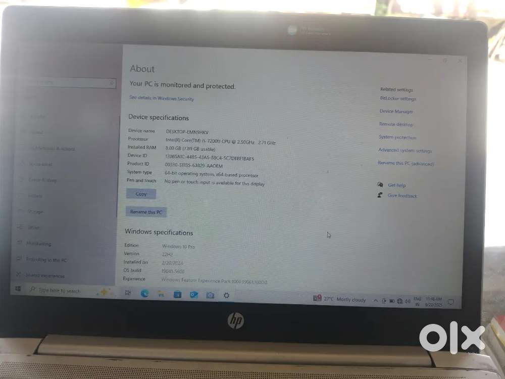 Hp laptop i 5 7 generation