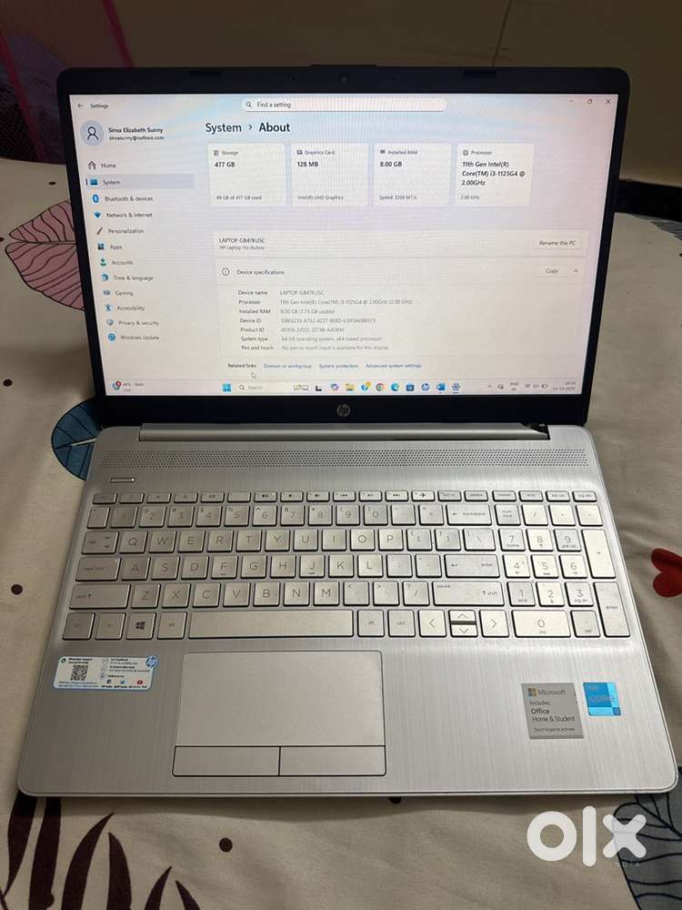 HP intel i3 11th generation grey colour