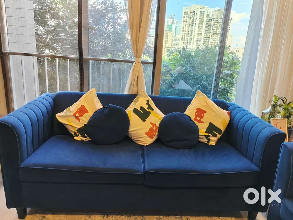Luxury blue 5 seater (3+2) sofa set