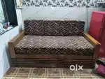 Teak wood sofa cum bed