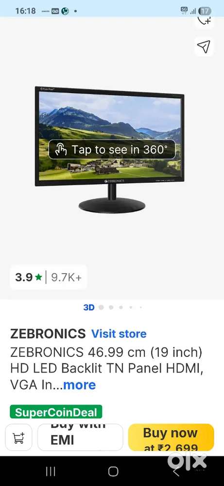 Zerobics monitor19 inch within wrranty