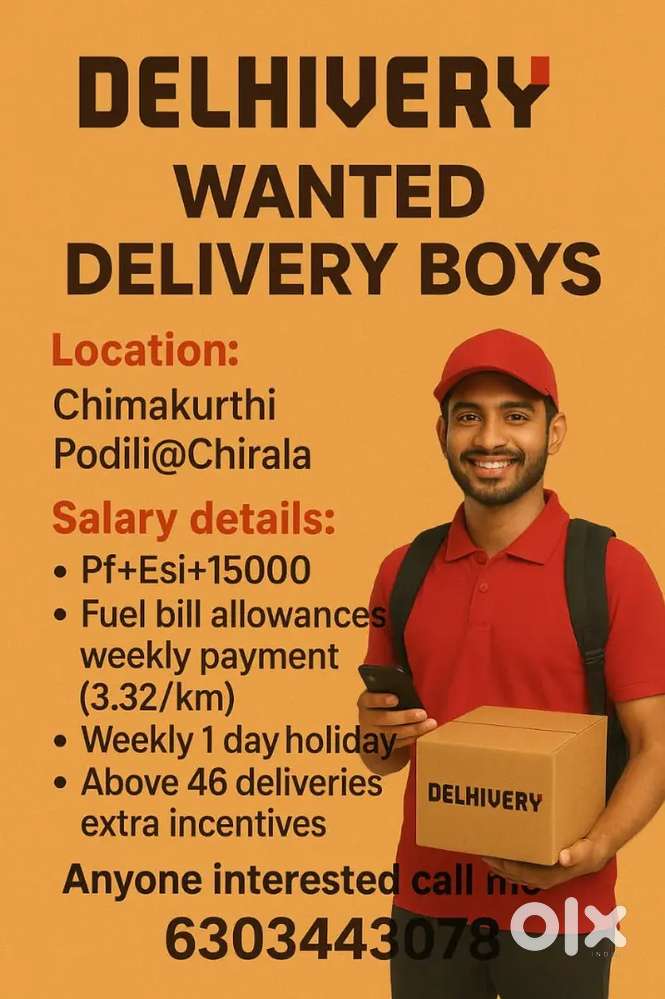 WANTED DELIVERY BOYS IN ATMAKUR LRPALLI