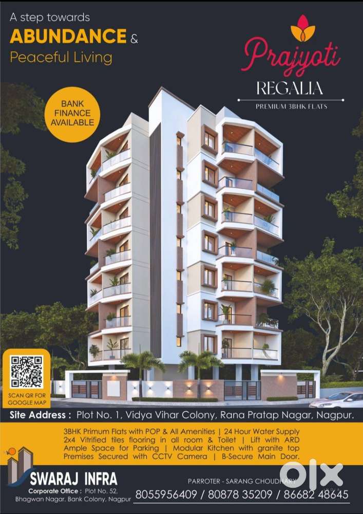 3BHK flat in Pratap Nagar.