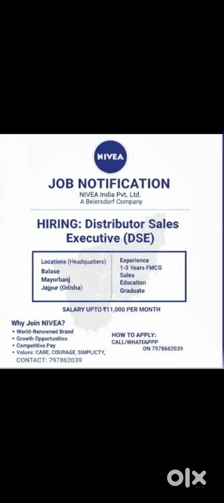 Distributor sale excutive (DSE) for Balasore, Mayurbhanj & Jajpur HQ,