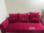 L shaped sofa with cushions