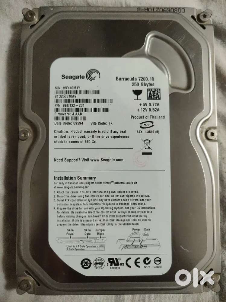 intel i3 4th gen desktop computer processor, 250GB HDD Hard Disk