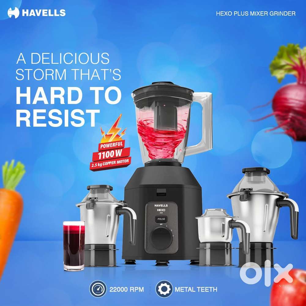 1100 Watts 2.5kg Copper Motor 10 Years WarrantyBrand New Havells Mixer