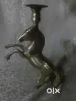 Antique pure brass solid heavy horse candle stand