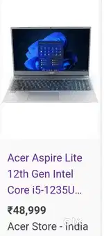Acer aspire lite 12th gen intel core i5 laptop