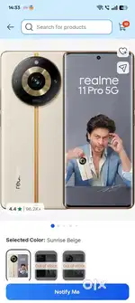 Realme 11 pro 5g 8+8=16gb ram 256gb internal