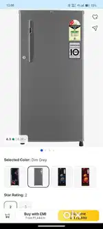 3 year old unused 185 ltrs fridge