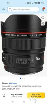 Canon ef 14mm usm  for sale. Very light used
