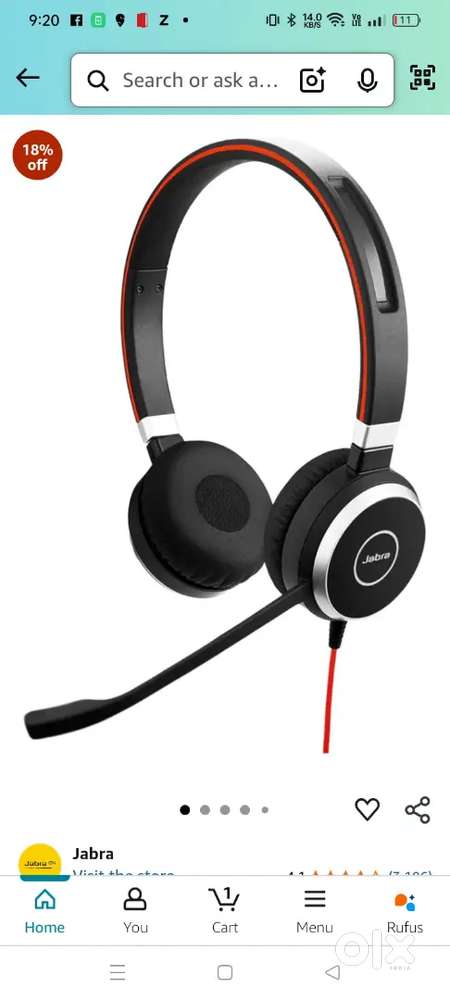 Jabra Evolve 40 UC Wired Over The Ear Headset with Mic (Black)