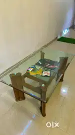 Teak wood Center table with glass top