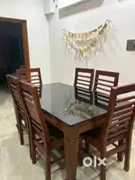 Mahagony Glass Dining Table (6 chair)