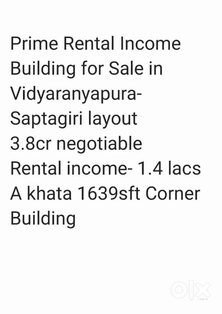 Prime Rental Income Building for Sale in Vidyaranyapura