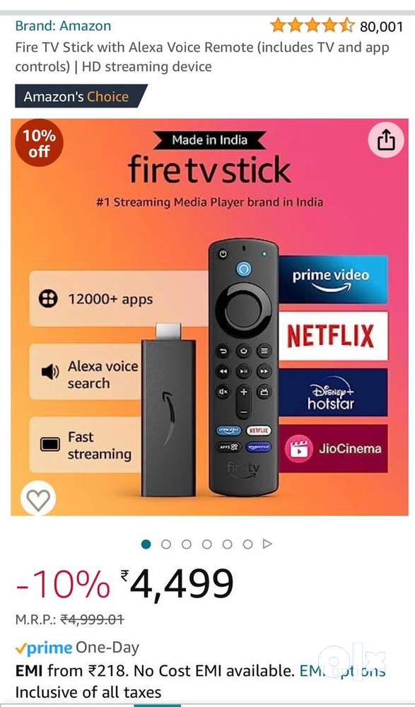 Amazon Fire TV Stick with Alexa Voice Remote (includes TV and app)