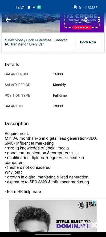 Urgent hiring for DIGITAL LEAD GENERATION EXECUTIVE( male only)