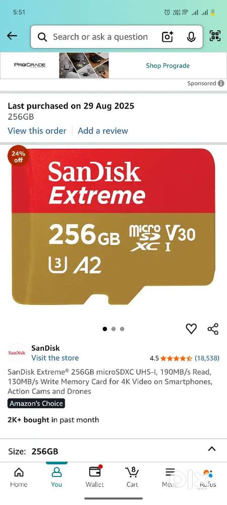 SanDisk extreme v30 256 gb memory card