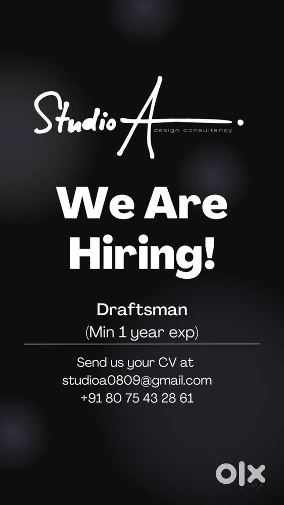 Draftsman, minimum 1 year experiance