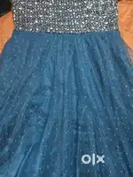 Teal blue party wear lehenga