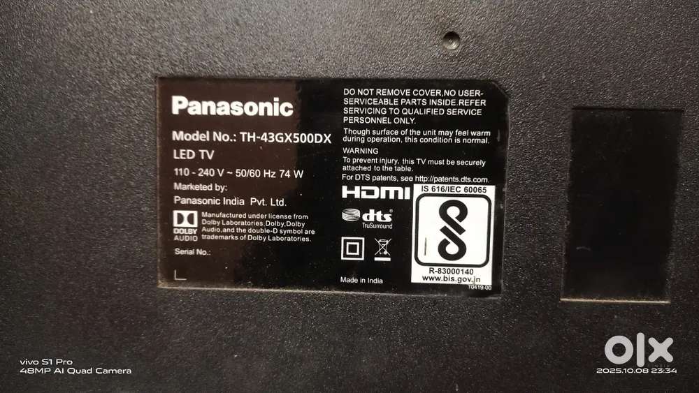 Panasonic smart led TV 4kHDR 43 inch