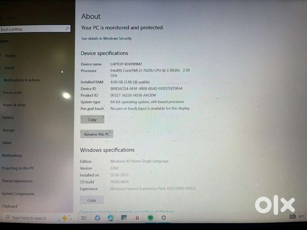 Asus vivobook 15 core i3 7th Gen 7020u