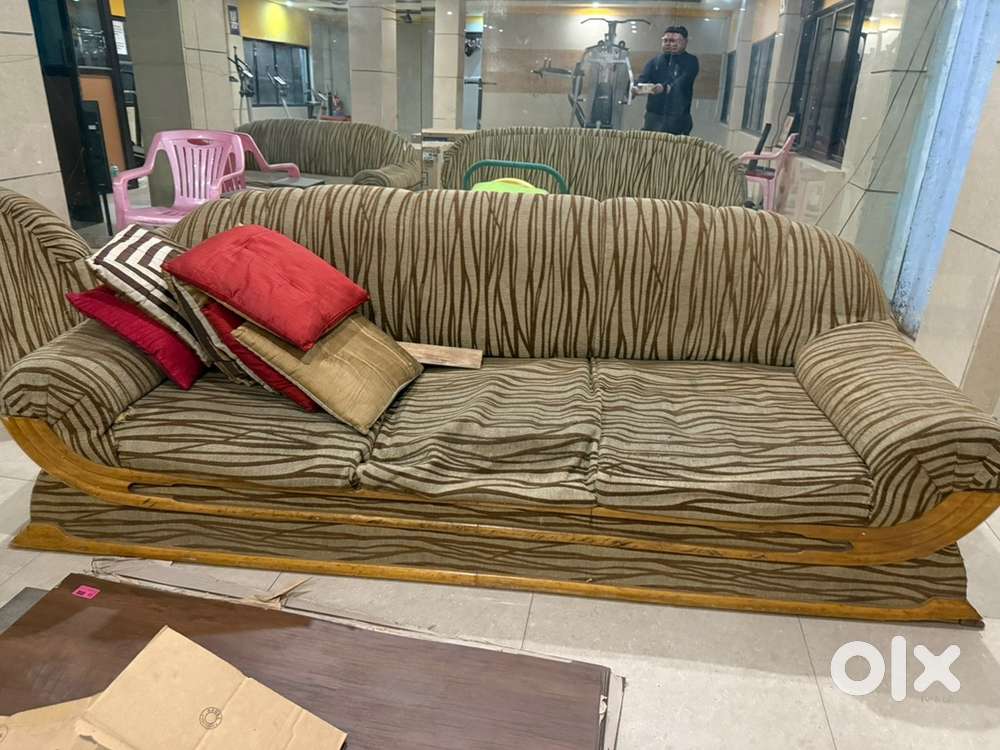 Old solid wooden 3+2 seater sofas