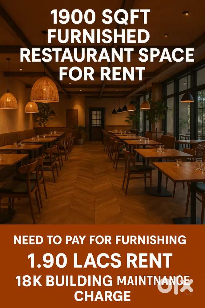 1900sqft Furnished Restaurant Space For Rent @ Panampilly Nagar