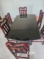 Glass 6 chair dining table