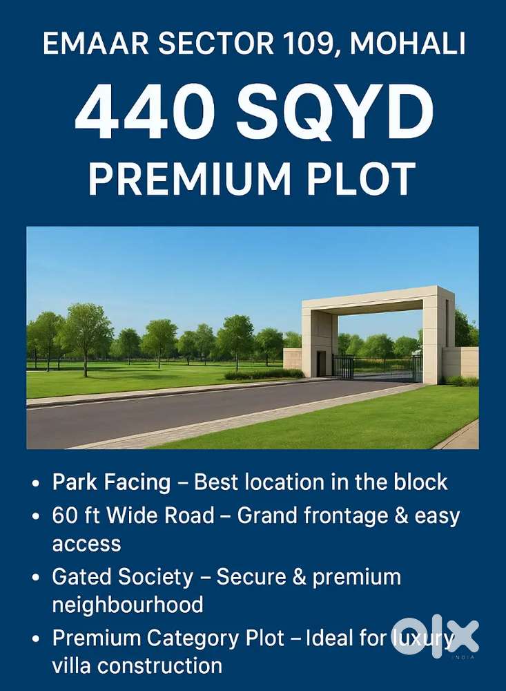440sqyd facing park plot in Emaar 109 mohali