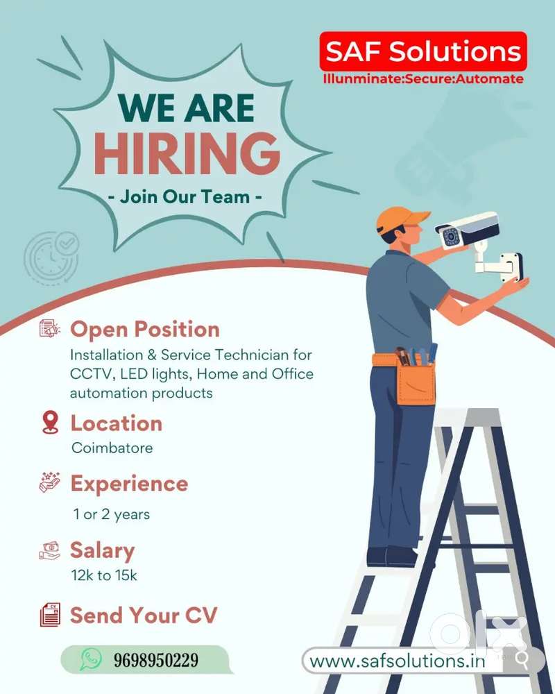 Installation & Service Technician for CCTV products in coimbatore