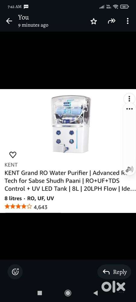 Kent water purifier under warranty
