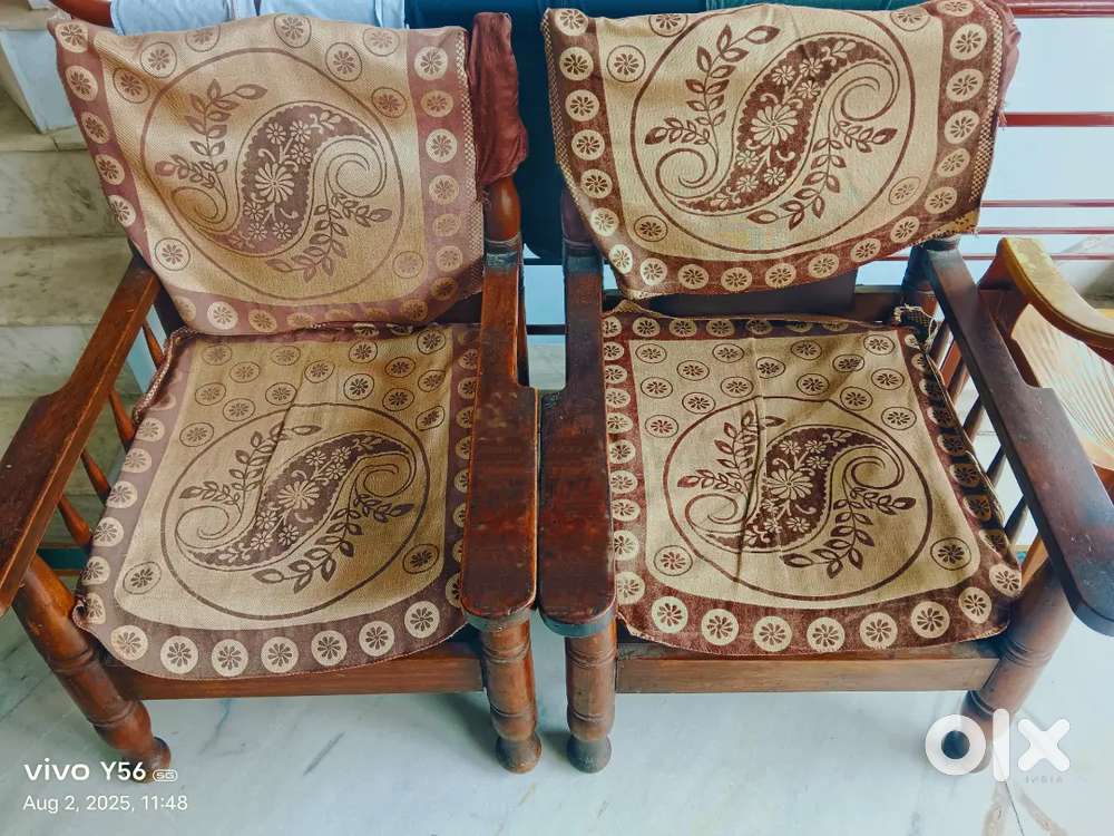 Strong Teak Wood Pure Shagwan 5seater sofa new soft foam cushion+cover