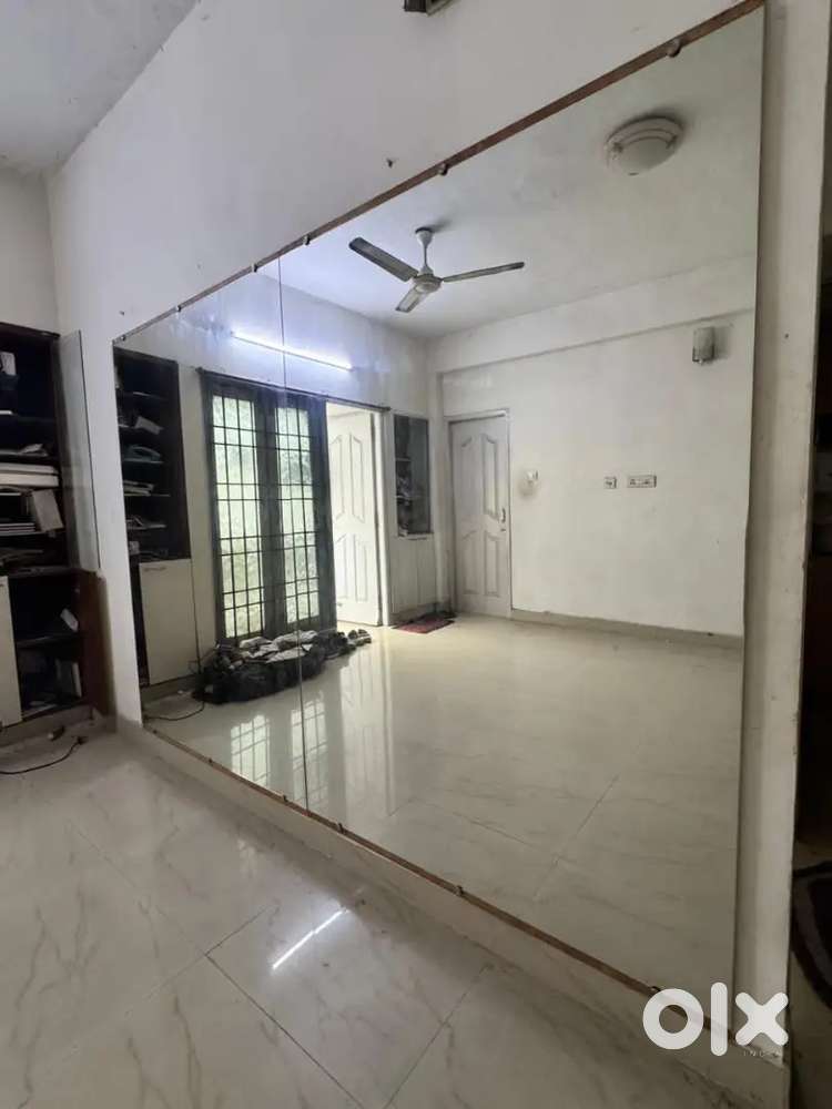 Dance studio mirror with plywood