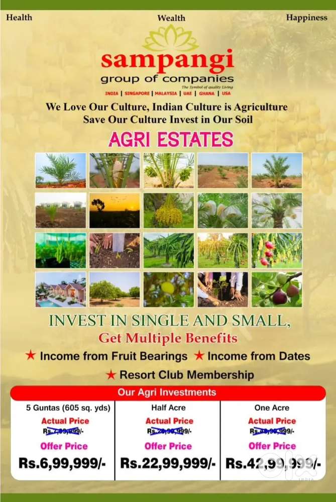 Organic Agricultural Land for sale