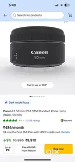 50 mm 1.8 canon Ef prime lense