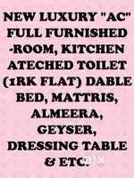 NEW LUXURY AC  FULL FURNISHED -ROOM, KITCHEN ATECHED TOILET 1RK FLAT