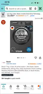 Bosch 7kg 5 Star 1yr old