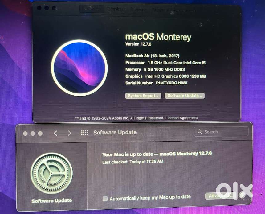 Macbook Air 2015 intel core i5, 8GB Ram, 256GB SSD