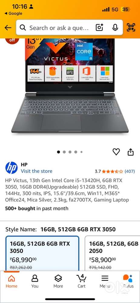 HP Victus 15 15-fa2703TX Gaming Laptop (Intel Core i5)
