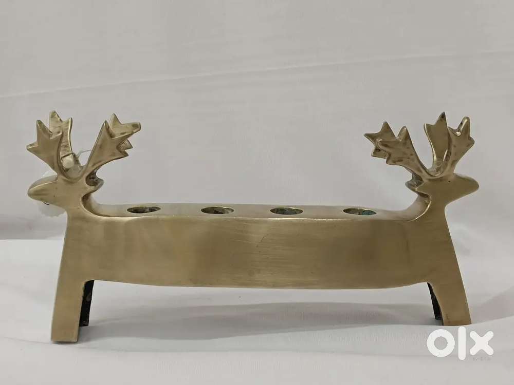 Antique pure brass solid heavy four in one deer candle stand